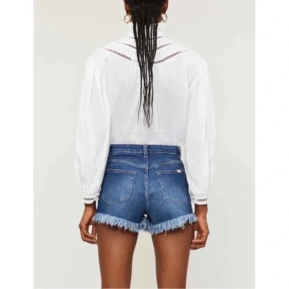 Maje‎ Irina Fray High Rise Denim Cutoff Festival Shorts Offduty Blue FR 34 US XS